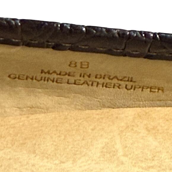 Talbots Caster3 Loafer 8M Women Croc Embossed Leather Shoes Lug Sole Tassels - Picture 7 of 8